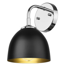 Golden 6956-1W CH-BLK - Yep by Golden Lighting Zoey 1-light Wall Sconce in Chrome and Matte Black shade